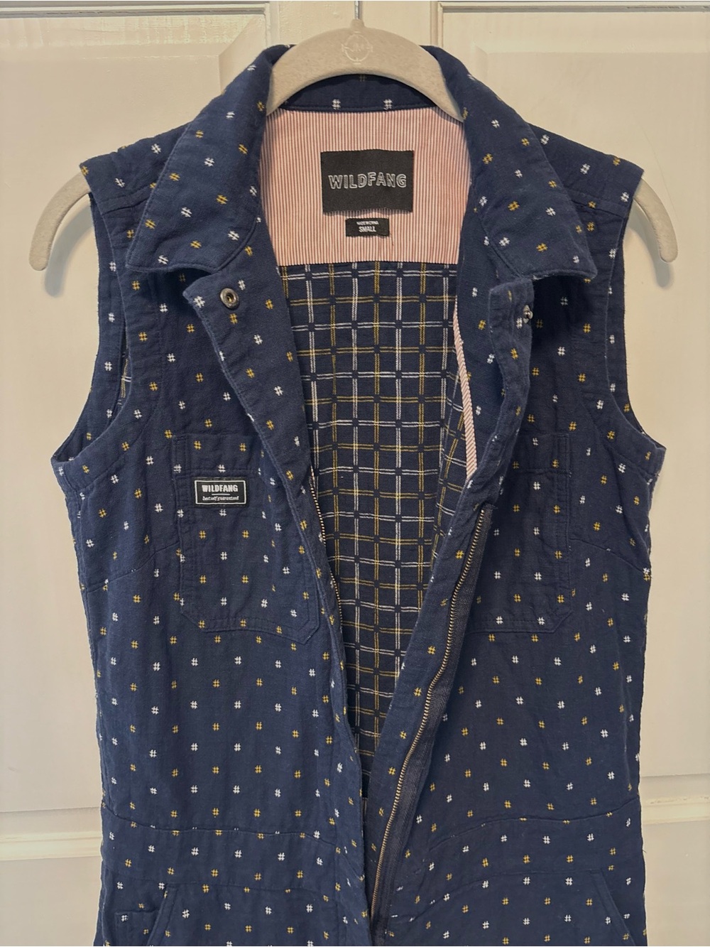 Wildfang Essential sleeveless coverall navy cotton jumpsuit romper women s small - Picture 6 of 7